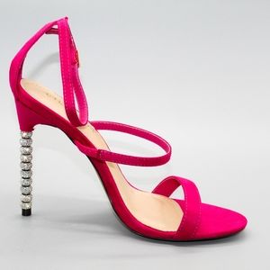 Fushia Stiletto Strap Heels with rhinestonesUS 7.5